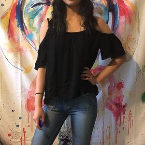 Black cold shoulder top